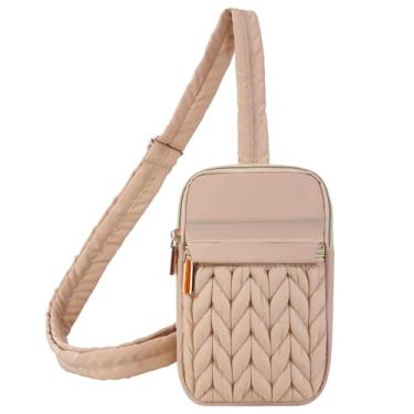 Imagem de Crisinant Mini bolsa tiracolo tiracolo pochete portátil para mulheres e homens, mochila de peito para esportes, corrida, caminhadas, viagens, cáqui