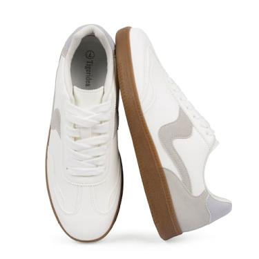 Imagem de Tigeridea Tênis feminino casual para negócios, tênis confortável com cadarço e cadarço, Branco B, 37