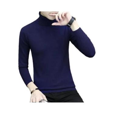 Imagem de Suéter Masculino De Gola Alta Slim Fit Para Outono E Inverno, Casual E