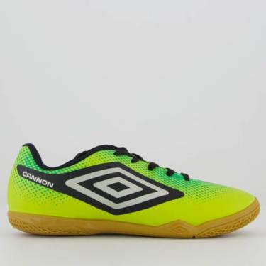 Imagem de Chuteira Futsal Umbro Cannon Jr,Verde Limão/Preto/Prata,33