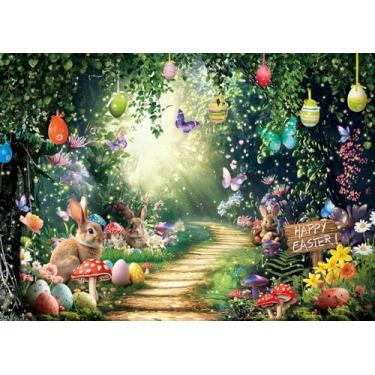 Imagem de Pano de fundo Feliz Páscoa País das Maravilhas 1,8 x 1,5 m Floresta Encantada Conto Borboleta Fada Fotografia Fundo Decoração Festa de Páscoa Suprimentos Foto Adereços