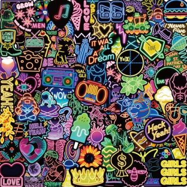 Imagem de 200 pacotes de adesivos neon legais, adesivos de vinil à prova d'água para garrafas de água, laptop, skate, álbum de recortes, diário, caderno, bagagem, etc