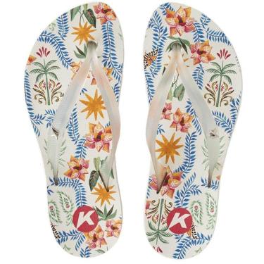 Imagem de Chinelo Kenner Ibiza Floral Estrela Feminino - Branco e Rosa - 39-Feminino
