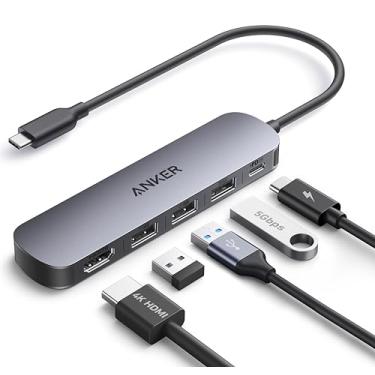 Imagem de Anker Hub USB-C(5 em 1), HDMI 4K@30Hz com Entrega de Energia Máxima de 100W, Portas de Dados USB-C e USB-A, Compacto e Estiloso para MacBook, Dell XPS e mais (Carregador Não Incluído)