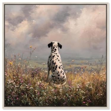 Imagem de Decoração de parede para animais de estimação Meadow Watcher I da Art Remedy, moldura prateada, 50 x 50 cm