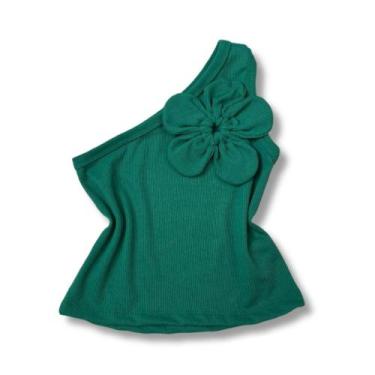 Imagem de Blusa Regata Infantil Ombro Só Mula Manca Com Flor Mini Diva, Verde, 4
