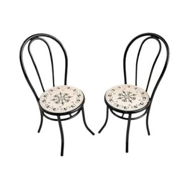 Imagem de Conjunto Miniatura De Mesa E Cadeiras Em Ferro Fundido Escala 1:12 Par