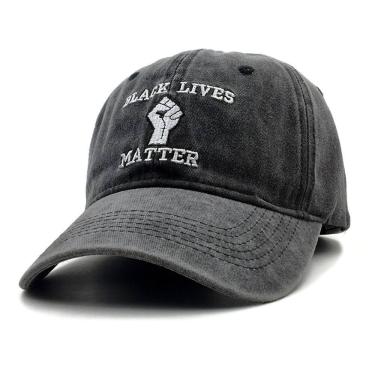Imagem de Boné de beisebol, chapéu liso lavado em algodão, bordado Black Lives Matter