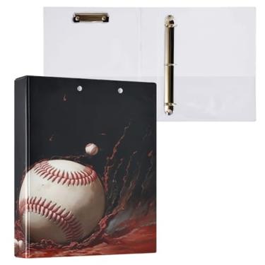 Imagem de ATTX Fichário com 3 anéis padrão de beisebol, 3 cm para papel tamanho carta, 21,6 cm x 28 cm, fichários com três argolas com prancheta para material de escritório #167