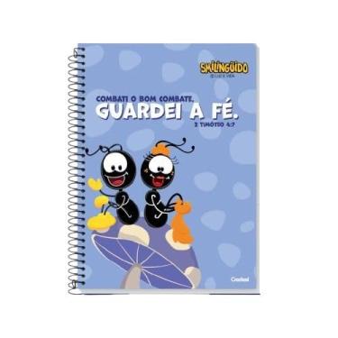 Imagem de Caderno Universitário Grande Cristão 10 Matérias Coleção 2026 Espiral Capa Dura 160 Folhas Formiguinhas (Azul - Fé)
