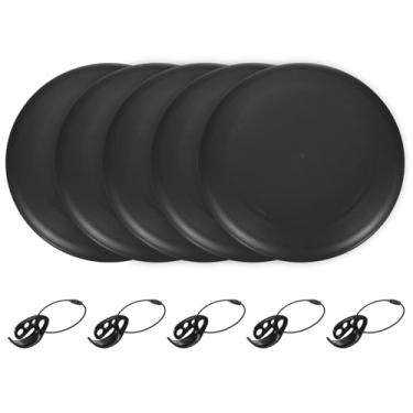 Imagem de YELARXI Disco voador, disco esportivo de 10,7 polegadas e 175 g e pacote com 5 e plástico e preto com anel de transporte - adequado para (ao ar livre/praia/acampamento/parque/animal de estimação/Pro