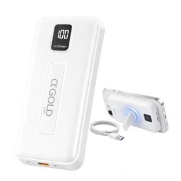 Imagem de Power Bank Magnético 10000mAh, Carregador Portátil Turbo sem Fio – Bateria Externa com Suporte Dobrável, Display Digital, USB-C e Carregamento Ultra Rápido para iPhone e Android