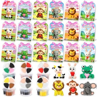 Imagem de Capoda 18 Sets Animal Air Dry Clay Kit Valentine's Day DIY Craft Kit DIY Modeling Clay Arts and Crafts Gifts Valentine Craft Kits for School Projects Home Party Favors Fun Activities Supplies