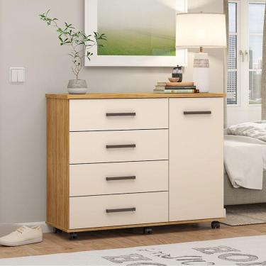 Imagem de Cômoda Ambiente Flora 4 Gavetas Cinamon Touch Off White - Demóbile