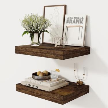 Imagem de Prateleiras flutuantes profundas de 30,5 cm, prateleira flutuante para livros, prateleira flutuante de madeira rústica para armazenamento e exibição doméstica, prateleiras espessas de 5 cm para