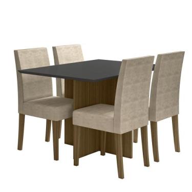Imagem de Kit Mesa de Jantar Helo Com Vidro 120x90 com 4 Cadeiras Josi - Poliman
