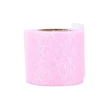 Imagem de Rolo de tule tecido teia de aranha faça você mesmo fita artesanal material de poliéster macio leve 6 cm de largura 25 jardas de comprimento para decorações de festa de Natal de (Rosa)