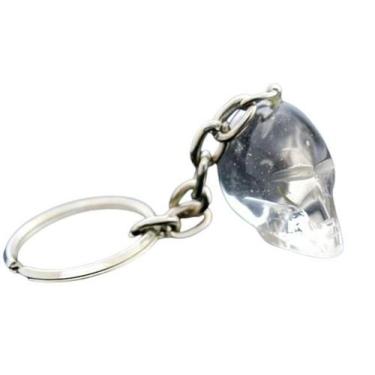 Imagem de Chaveiro Cranio Cristal Caverinha Natural Garimpo Prateado - Cristaisd
