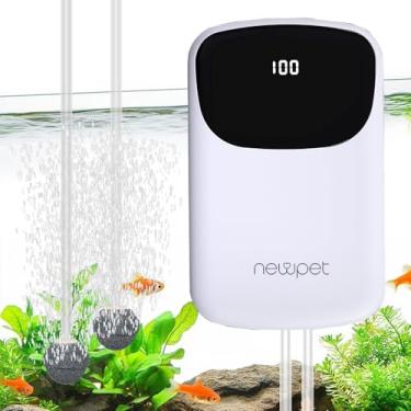 Imagem de Bomba de ar para Aquário Alimentada por Bateria, Aerador Recarregável por USB para Balde de Iscas, Borbulhador Silencioso com Fluxo Ajustável para Aquários (Dupla célula-2600 mAh)