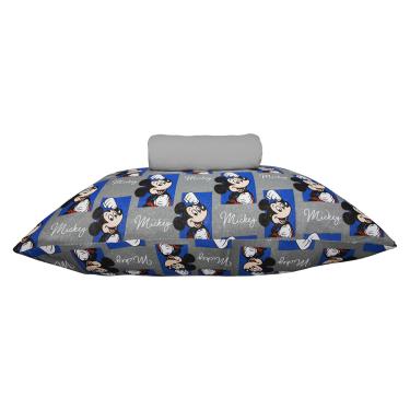 Imagem de Jogo de Lençol KazzaVip Solteiro Malha 100% Algodão Play Disney Mickey Quadros 2 Peças Cinza