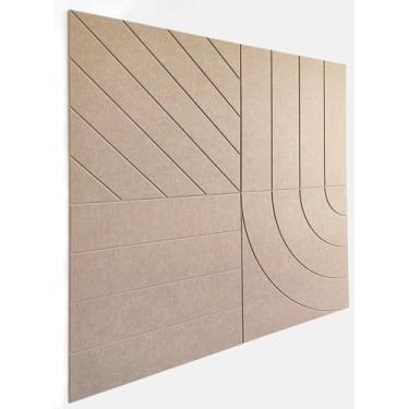 Imagem de DECORITA Painéis acústicos quadrados grandes de 55 cm, pacote com 4 - painéis de parede com absorção de som, azulejos decorativos de feltro à prova de som com redução de ruído para escritório em casa