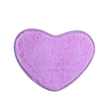 Imagem de 1 peça antiderrapante super macia de espuma absorvente de fibra fina para banheiro, chuveiro, coração, tapete de banho, tapete antiderrapante (roxo)
