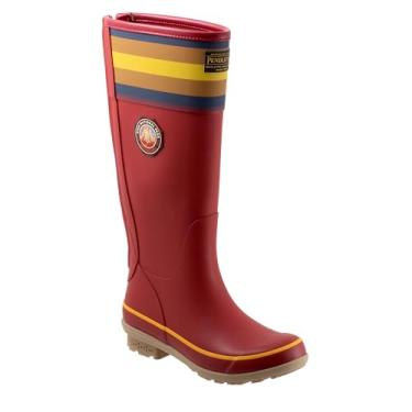 Imagem de PENDLETON Botas de chuva femininas altas, borracha premium, fivela ajustável, sola antiderrapante, cano de 35 cm, Vermelho, 37