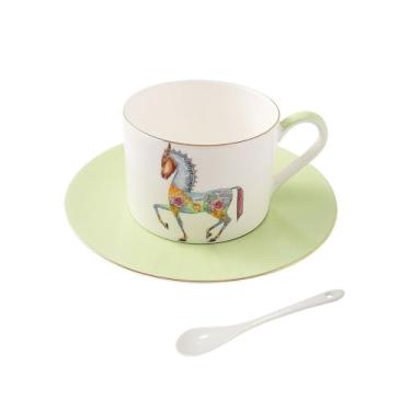 Imagem de Xícaras de café modernas e requintadas pintadas à mão xícaras de café com leite de porcelana comerciais de alta qualidade xícaras de café da manhã xícaras de chá da tarde (verde)