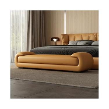 Imagem de Banqueta de cama moderna para quarto banquinho longo para sofá master sala de estar cama banco de cabeceira banco de sapato banco de cama banco de sofá decorativo (laranja, médio)