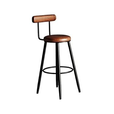 Imagem de Cadeiras de bar nórdicas multifuncionais, bancos altos para uso doméstico, cadeiras de jantar modernas para cafeterias, bares e restaurantes modernos (marrom)
