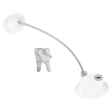 Imagem de Luqeeg Trava de Janela de Alta Resistência para Segurança Infantil para Segurança de Abertura de Geladeira, Trava de Cabo de Aço Inoxidável Durável para bebê, Fácil Instalação para Janela Aberta Interna (Branco)