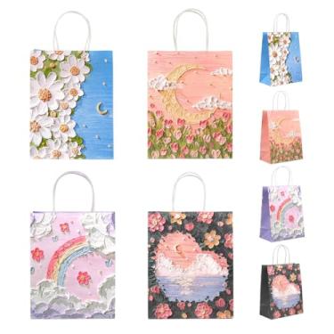 Imagem de DONQE 8 sacos de papel para presente com alças 21 x 10 x 10 cm x 10 cm sacos de presente a granel, reutilizáveis para lembrancinhas de festa para aniversário, casamento, dia dos namorados, dia das