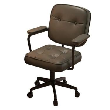 Imagem de KHUTRW3D Cadeira de escritório pequena clássica imitação de couro para quarto cadeira de computador para casa confortável cadeira de escritório cadeira giratória com rodas cadeira de trabalho de mesa