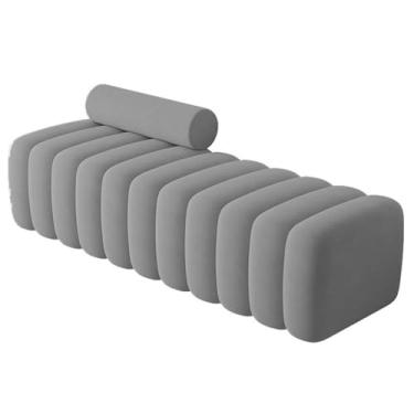 Imagem de KHUTRW3D Banco de mudança de sapato de tecido estofado moderno longo ao pé da cama no quarto com entrada do encosto (GG)