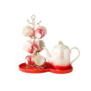 Imagem de x3anggyt5 Jarro de água de cerâmica conjunto de água com suporte de ferro conjunto de chá doméstico chaleira fria grande capacidade conjunto de presente jarra de chá gelado