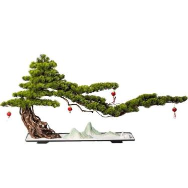 Imagem de Plantas falsas bonsai artificial decoração de árvore sala de estar hotel simulação bem-vindo pinho verde plantas ornamentos decoração