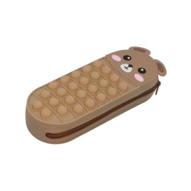 Imagem de Estojo Infantil Pop It Animais Sortido Silicone Antiestresse Escolar Criativo Divertido Colorido Porta Lápis 21cm