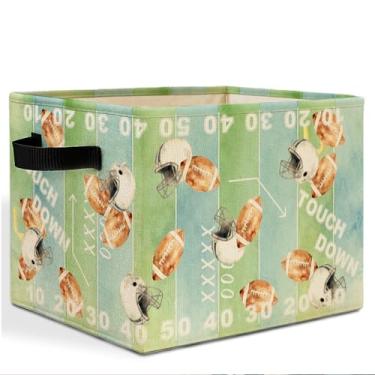 Imagem de HSIASHENG Caixa de armazenamento de futebol com alças, presentes para amantes de jogadores de futebol, cesto de roupa suja, cesto de roupa dobrável, organizador de brinquedos para crianças, meninos