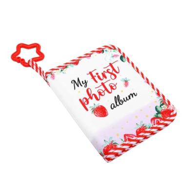 Imagem de OPPWONG Meu Primeiro álbum de Fotos, álbum de Fotos de Tecido Macio Com Padrão de Morango e Espelho Seguro, Contém 17, Material Macio e Seguro de Tamanho Compacto, chá de bebê