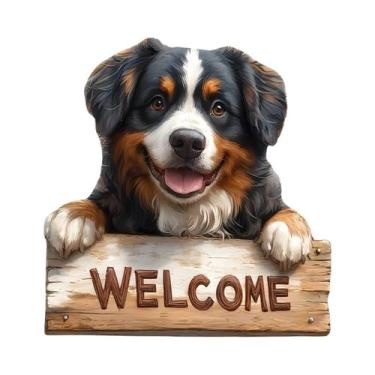 Imagem de Placa Decorativa Vintage De Madeira Com Tema De Cão Para Paredes De Fa