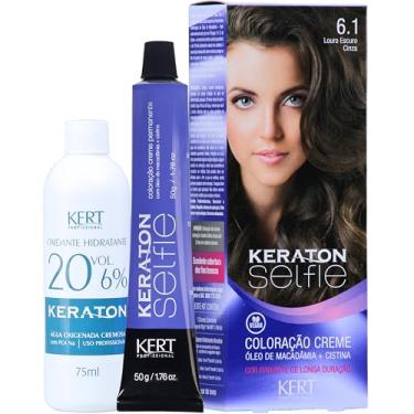 Imagem de Keraton Coloração Permanente Em Creme Para Cabelos Com Cistina E Óleo De Macadâmia Selfie 50G Nº 6.1 Louro Escuro Cinza