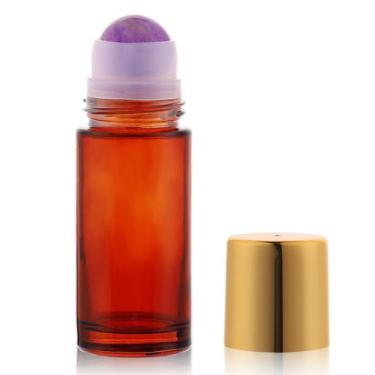 Imagem de Garrafa rolante RAMFIYN 50mL de vidro âmbar com cristal roxo