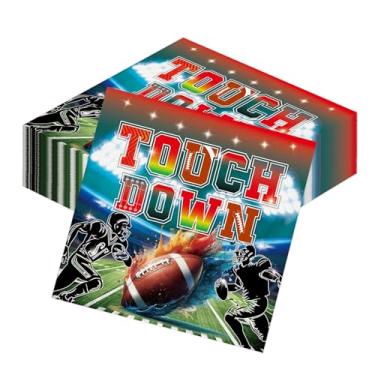 Imagem de TAKEALOOKO 50 peças de artigos de festa de futebol, guardanapos de papel descartáveis de futebol, decorações de mesa, touchdown dia de jogo, tema esportivo, artigos de decoração de festa de
