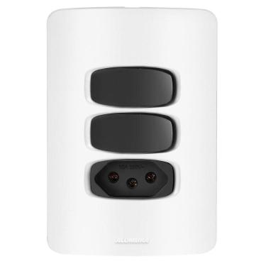 Imagem de 1 Simples + 1 + 1 Tomada 10A Gracia Branco / Preto