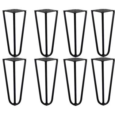 Imagem de Kit 8 Pés de Metal 15 CM Hairpin Legs Mesas de Centro Puffs Preto G41