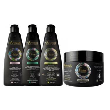 Imagem de Kit Arvensis Cachos Shampoo Condicionador Ativador Crespo Geleia Alta