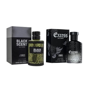 Imagem de Kit 2 Perfumes Black Scent-Excess Eau de Toilette 100ml para Homem