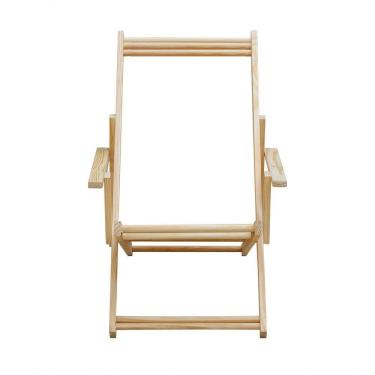 Imagem de Cadeira Espreguiçadeira Dobrável Madeira Maciça Natural Sem Tecido
