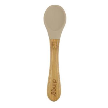 Imagem de Colher Fendi de Bambu e Silicone Antimicrobiana para Bebês - Sustentáv