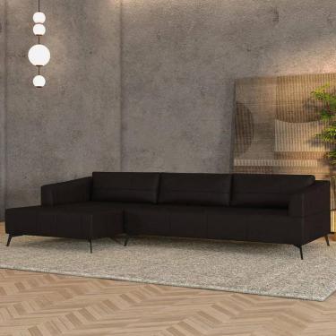 Imagem de Sofá 4 Lugares 286cm com Chaise Esquerdo Eko Couro Bordô Z55 - Mpozenato